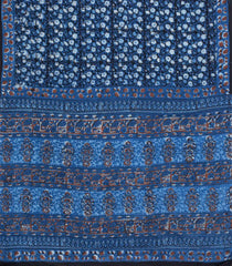 Blue Printed Jaipur Cotton Saree With Floral Motifs-JC1810
