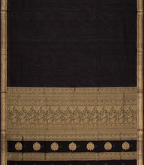 Black Handloom Silk Cotton Saree With Zari Border-SC4799