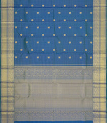 Blue Handloom Kanchipuram Silk Saree With Zari Checks & Buttas-KA16346