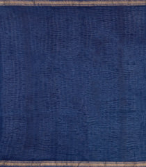 Indigo Printed Chanderi Cotton Saree With Zari Border-CC1496