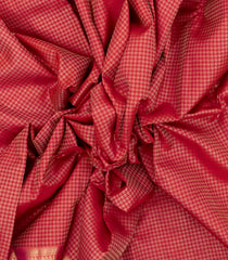 Red Handloom Kanchipuram Silk Saree With Houndstooth Motifs-KA14545