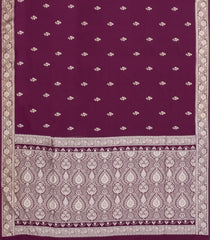 Burgundy Woven Blended Satin Saree With Floral Buttas-BL6003