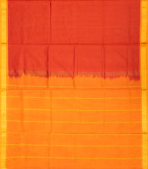 Red Handloom Silk Cotton Saree With Stripes & Contrast Pallu-SC3720