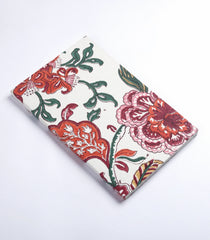 White 9 X 6 Inch Bagru Dabu Block Printed 96 Page Handmade Notebook-ACS1008