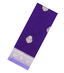 Violet Woven Banarasi Poona Silk Saree With Buttas & Contrast Border-BP1046
