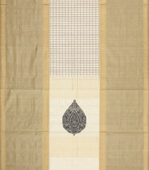 Off White Handloom Muppagam Silk Cotton Saree With Checks-SC4348