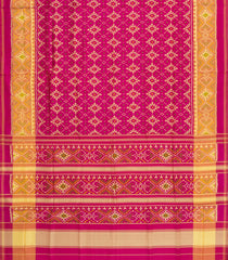 Pink Handloom Rajkot Patola Ikat Silk Saree With Tie & Dye Motifs-IK0503