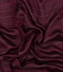Burgundy Printed Tussar Silk Saree With Floral Motifs In Border-TU3690