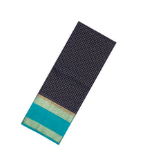 Black Woven Blended Viscose Saree With Zari Checks & Contrast Border-BL6104