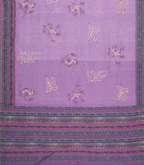 Lavender Printed Art Dupion Saree With Floral Motifs-BL6143