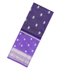 Purple Woven Banarasi Poona Silk Saree With Checks & Buttas-BP1018