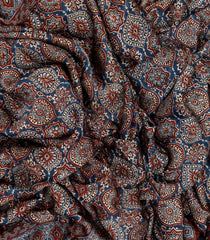Blue Woven Modal Silk Saree With Ajrakh Printed Jaal Motifs-BL3611