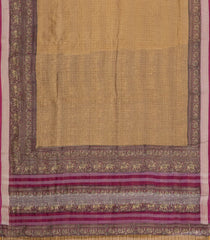 Beige Printed Chanderi Cotton Saree With Zari Border-CC1531