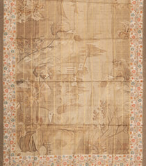 Beige Printed Synthetic Dola Silk Saree With Zari Stripes & Border -SY0359