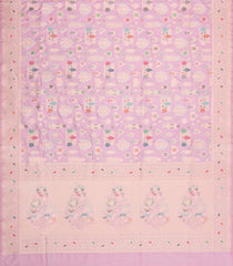Baby Pink Handloom Banarasi Silk Saree With Meena Floral Zari Motifs-BE1933
