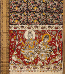 Black Blended Silk Saree With Kalamkari Krishan Print