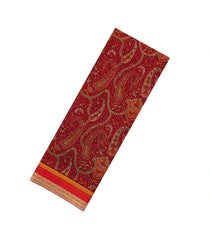 Red Woven Pure Silk Saree With Printed Floral Motifs-PS0657