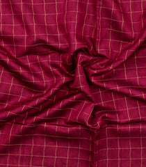 Crimson Woven Dupion Silk Saree With Checks & Printed Pallu-DS0631