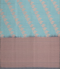 Aquamarine Woven Art Dupion Saree With Leaf Motifs & Contrast Pallu-BL4942