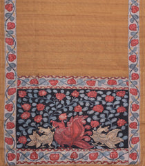 Beige Printed Synthetic Tussar Silk Saree With Contrast Border-SY0102