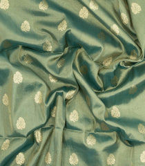 Aquamarine Woven Art Tissue Dupion Saree With Floral Zari Buttas-BL5889