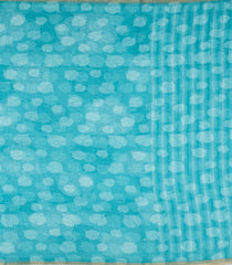 Turquoise Printed Synthetic Linen With Contrast Border-SY0289