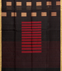 Black Woven Kora Soft Silk Saree With Stripes & Zari Border-SO4757