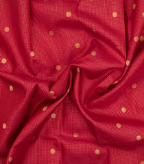 Red Handloom Kanchipuram Silk Saree With Zari Checks & Buttas-KA15736