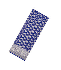 Blue Woven Banarasi Khaddi Georgette Silk Saree With Floral Vine Motifs-BE1934