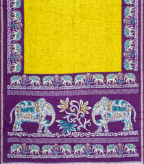 Yellow Printed Synthetic Dupion Saree With Contrast Border-SY0277
