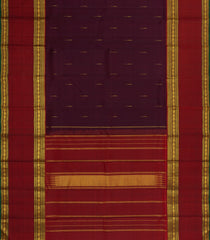 Maroon Handloom Kanchipuram Silk Saree With Buttas & Zari Border-KA15865