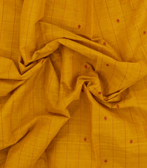 Mustard Woven Rasipuram Cotton Sari With Checks & Buttas-RA2607