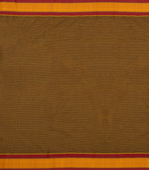 Dark Olive Woven Poly Cotton Saree With Checks & Kasuti Embroidery Motifs-PY1270