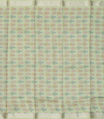 Cardamom Green Woven Pure Organza Silk Saree With Printed Floral Motifs-PS0596