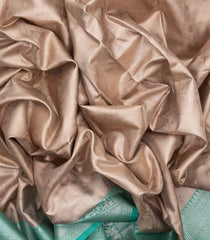 Aquamarine Woven Synthetic Tissue Saree With Floral Motifs & Peach Border-BL4352
