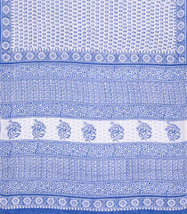 Blue Printed Jaipur Cotton Saree With Floral Motifs-JC1605
