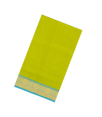 Neon Green Handloom Silk Cotton Saree With Contrast Zari Border-SC4639