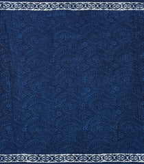 Dark Blue Woven Jaipur Cotton Saree With Printed Floral Motifs-JC1425