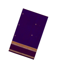 Purple Handloom Silk Cotton Saree With Buttas & Contrast Border-SC4101