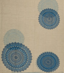 Taupe Printed Synthetic Linen Saree With Floral Motifs-SY0166