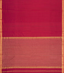 Crimson Handloom Maheswari Silk Cotton Saree With Zari Border-SC4932