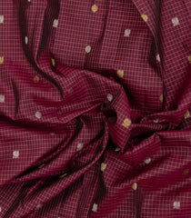 Maroon Handloom Kanchipuram Silk Saree With Checks & Buttas-KA15019-Maroon