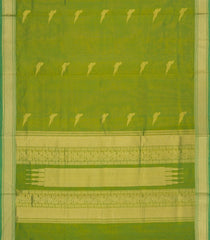 Green Handloom Silk Cotton Saree With Buttas & Zari Border-SC4601