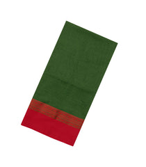 Green Woven Bengal Cotton Saree With Contrast Border-BG1646