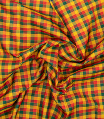 Green & Orange Handloom Korvai Kanchipuram Silk Saree With Red Border-KA16820