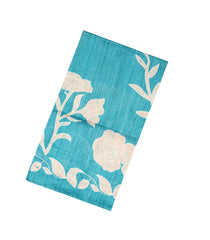 Turquoise Woven Art Matka Silk Saree With Printed Floral Motifs-BL3689