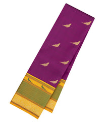 Magenta Handloom Korvai Kanchipuram Silk Saree With Parrot Buttas-KA15531