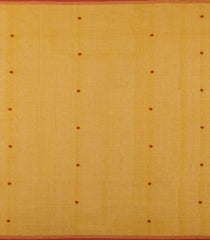 Mustard Handwoven Bengal Cotton Saree With Coin Buttas-BG1515