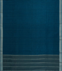 Navy Blue Printed Synthetic Tussar Silk Saree With Zari Stripes & Border -SY0087