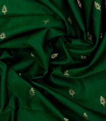 Dark Green Handloom Soft Silk Saree With Floral Buttas & Contrast Border-SO4535